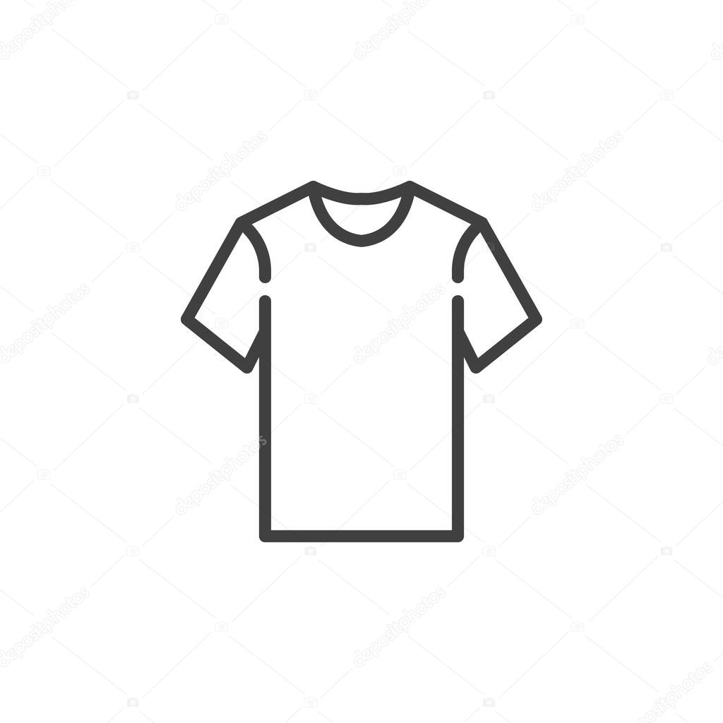 T-shirt line icon. linear style sign for mobile concept and web design. Short sleeve t-shirt outline vector icon. Symbol, logo illustration. Vector graphics