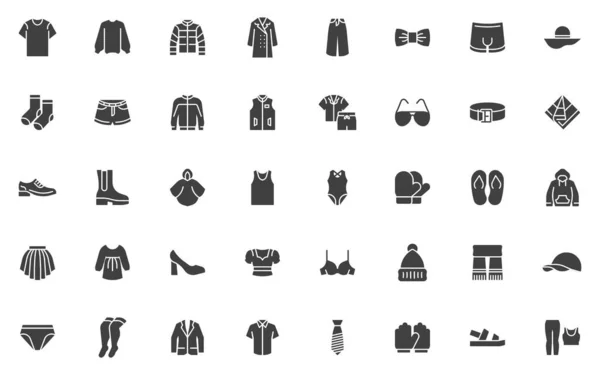 Vektorové ikony oděvů a příslušenství — Stockový vektor