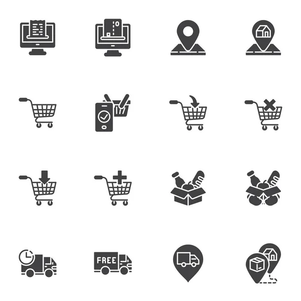 Vektor-Icons für Online-Einkäufe gesetzt — Stockvektor