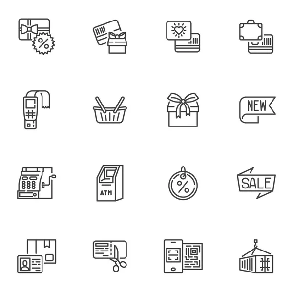 Ecommerce conjunto de ícones de linha de marketing — Vetor de Stock