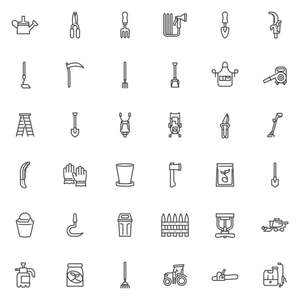 Gardening equipment line icons set — ストックベクタ