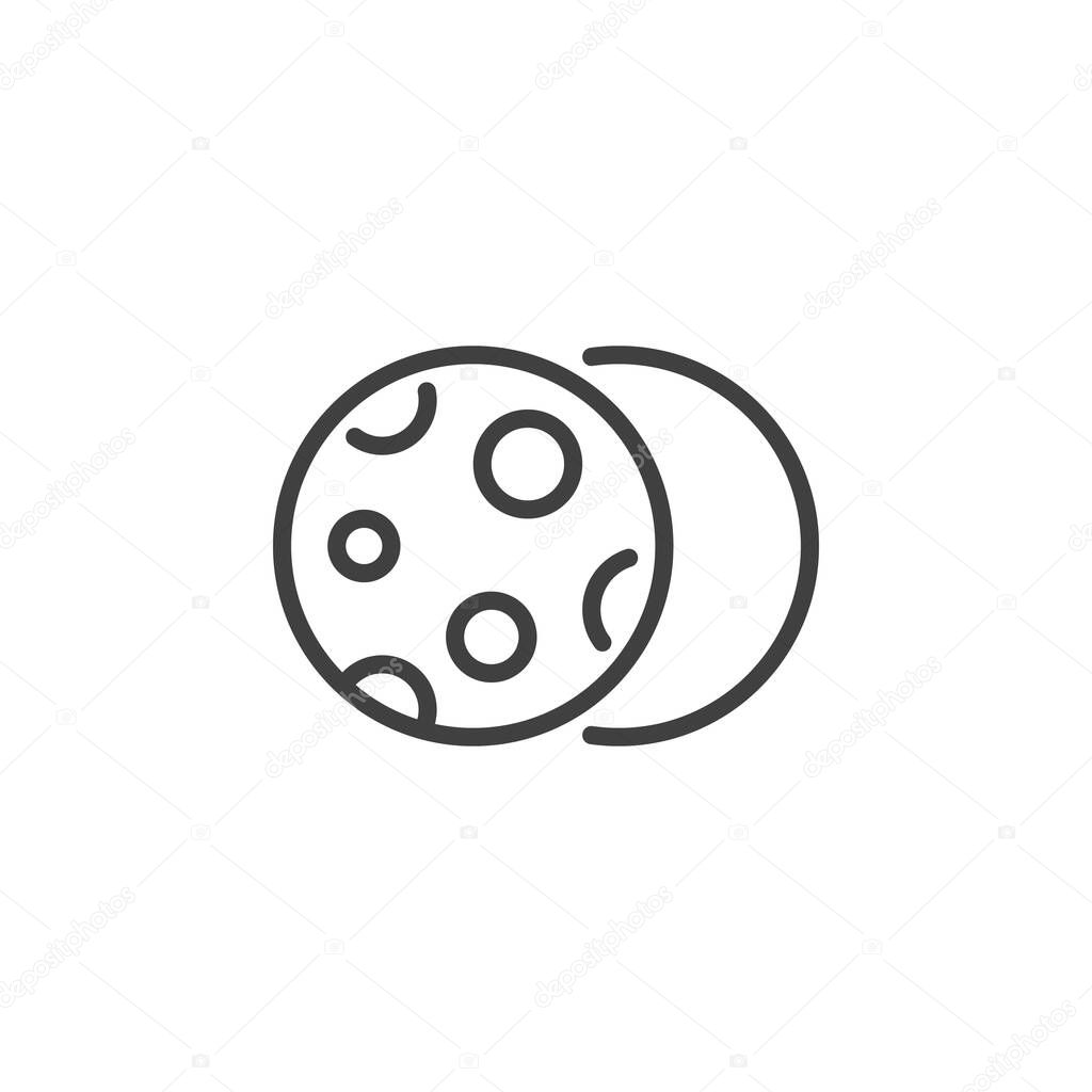 Chocolate chip cookie line icon. linear style sign for mobile concept and web design. Chocolate cookies outline vector icon. Symbol, logo illustration. Vector graphics