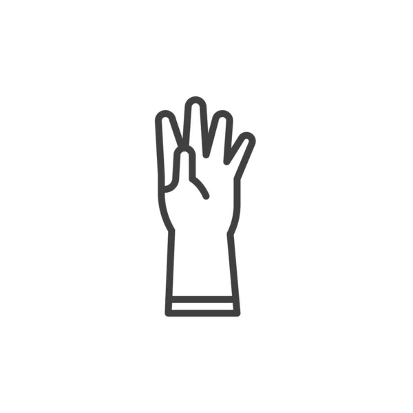 Rubber handschoenen lijn pictogram — Stockvector