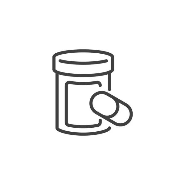 Pill bottle line icon — Stock Vector