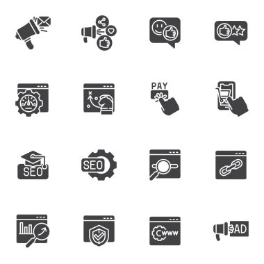 Seo pazarlama vektör simgeleri seti