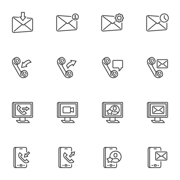 Contáctenos conjunto de iconos de línea — Vector de stock