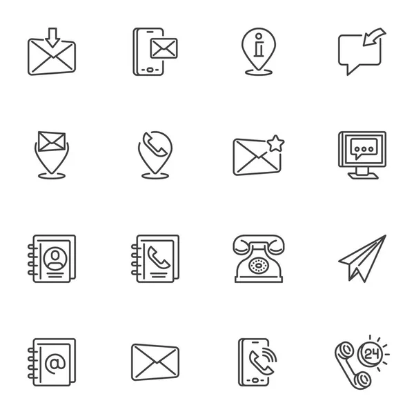 Contact us line icons set — Stock Vector