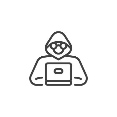 Dizüstü bilgisayar satırı simgesine sahip hacker