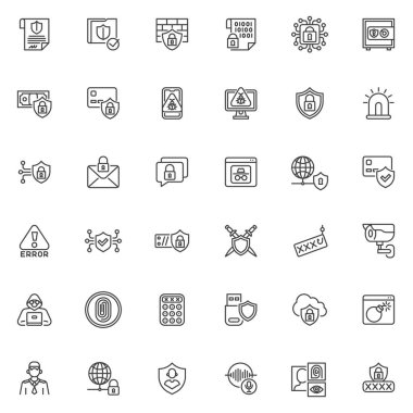 Siber güvenlik çizgisi simgeleri ayarlandı