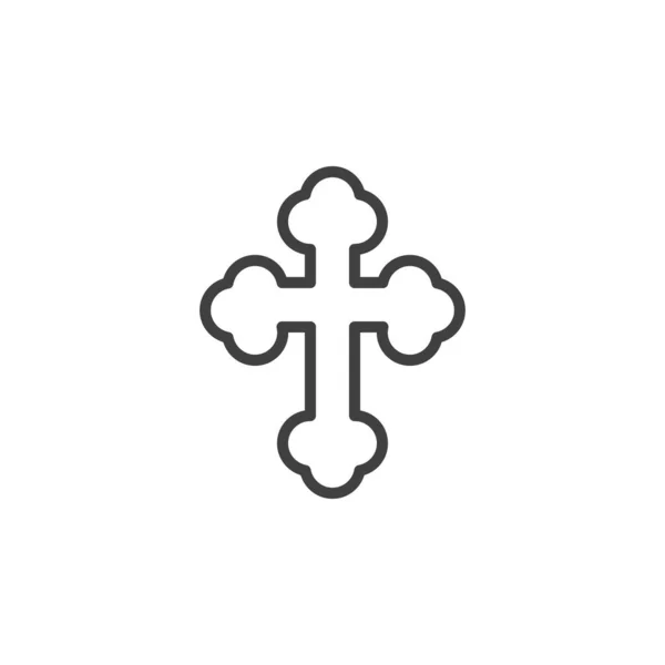 Orthodoxe cross line icoon — Stockvector