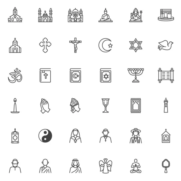 Icônes de ligne de religion ensemble — Image vectorielle