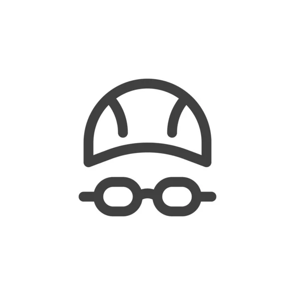 Swimming cap and glasses line icon — Stockvektor