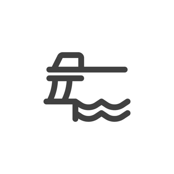 Swimming pool jump board line icon — Vector de stock