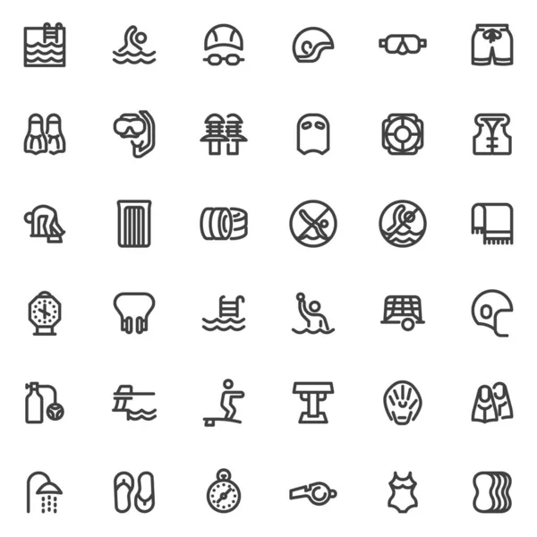 Water sports equipment line icons set — Image vectorielle
