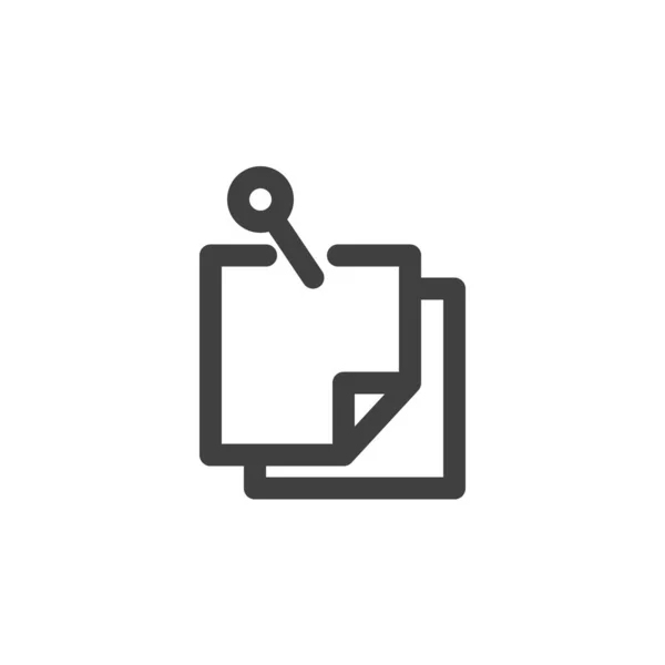Note icône de ligne papier — Image vectorielle