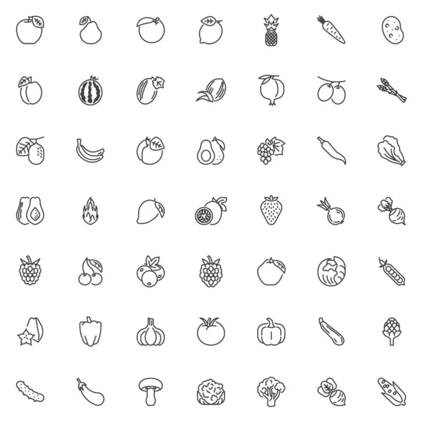Zestaw ikon linii owocowo-warzywnych — Wektor stockowy