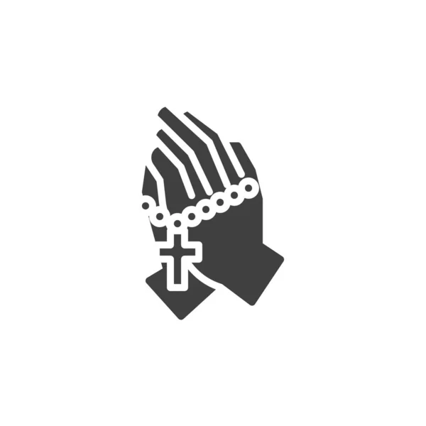 Hand with Rosary beads vector icon — Vetor de Stock
