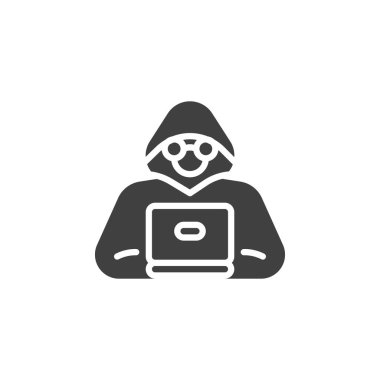 Laptop vektör simgesine sahip hacker
