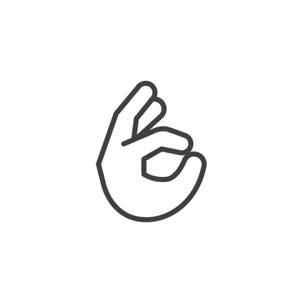 Ok main geste ligne icône — Image vectorielle