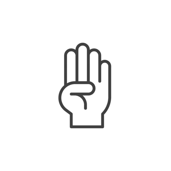 Four finger hand gesture line icon — Vector de stock