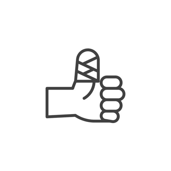 Bandaged finger line icon — Stock Vector