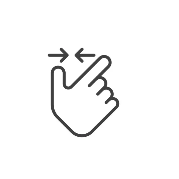 Zoom hacia fuera icono de línea de gesto — Vector de stock