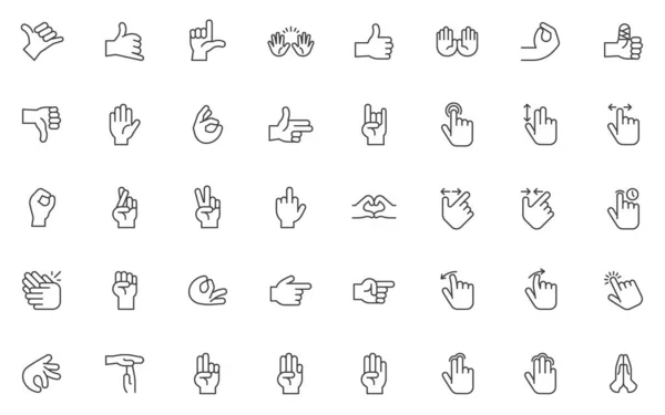 Zestaw ikon linii gestów dłoni — Wektor stockowy