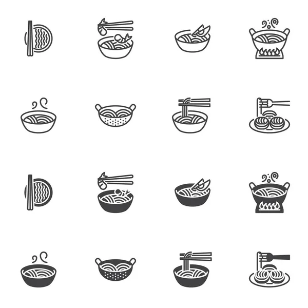 Instant noodles icon set — 스톡 벡터