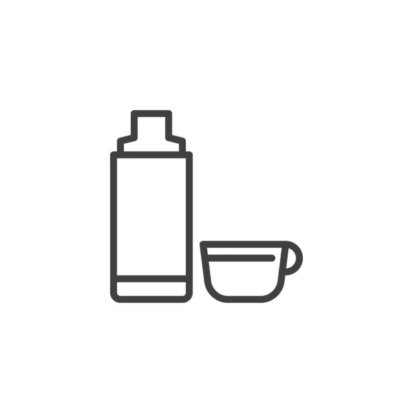 Thermo bottle and cup line icon — Wektor stockowy