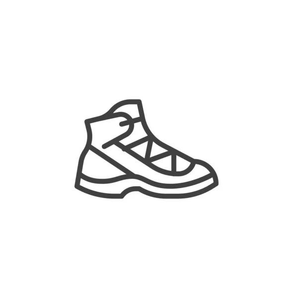 Turistické boty, ikona čáry — Stockový vektor