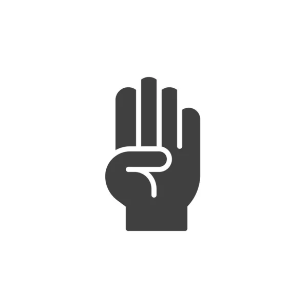 Four finger hand gesture vector icon — Stock Vector