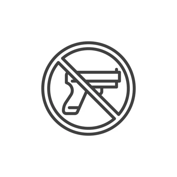 Nenhum ícone de linha de sinal de proibição de arma — Vetor de Stock
