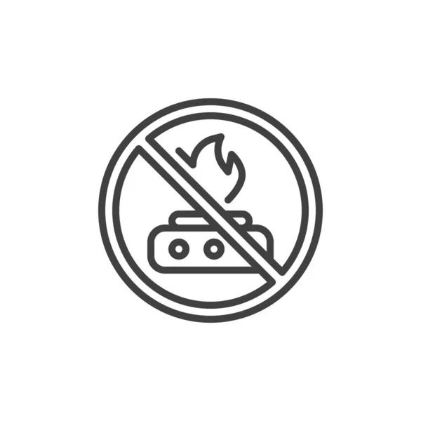 Gas burner prohibited line icon — Image vectorielle