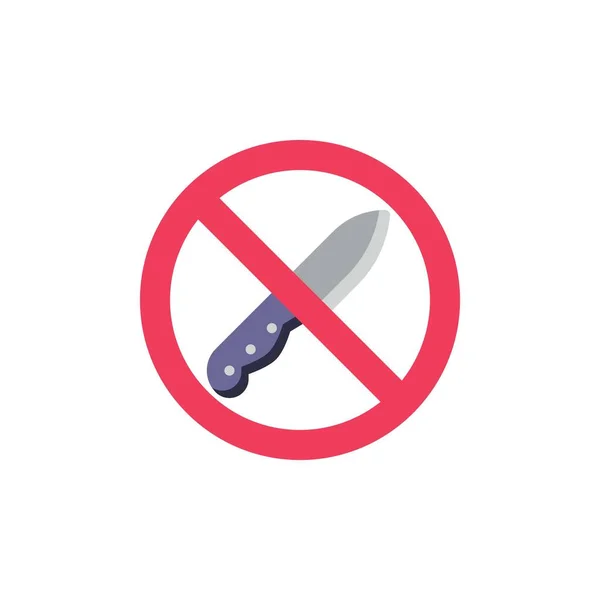 No knife prohibition flat icon — Vetor de Stock