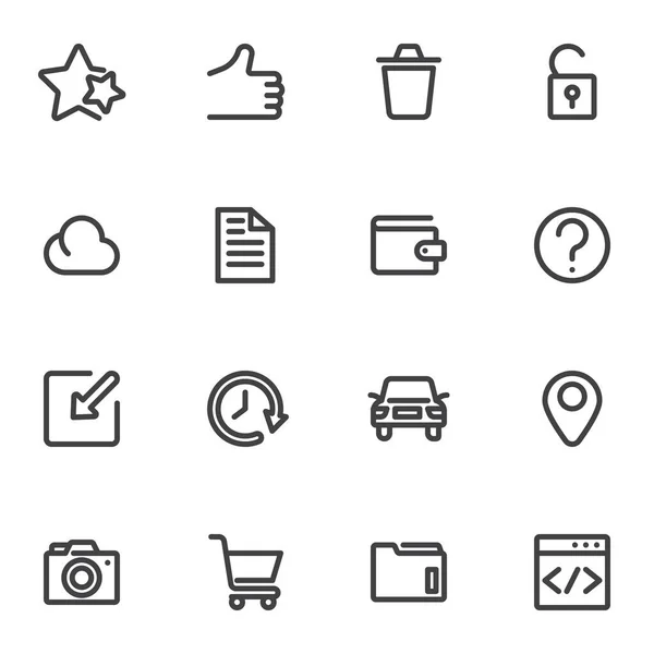 Ensemble d'icônes de ligne UI de base — Image vectorielle