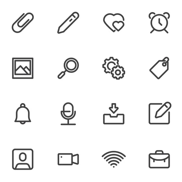 Mobile phone and web ui line icons set — Image vectorielle