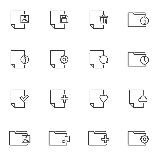 Folders and files line icons set —  Vetores de Stock