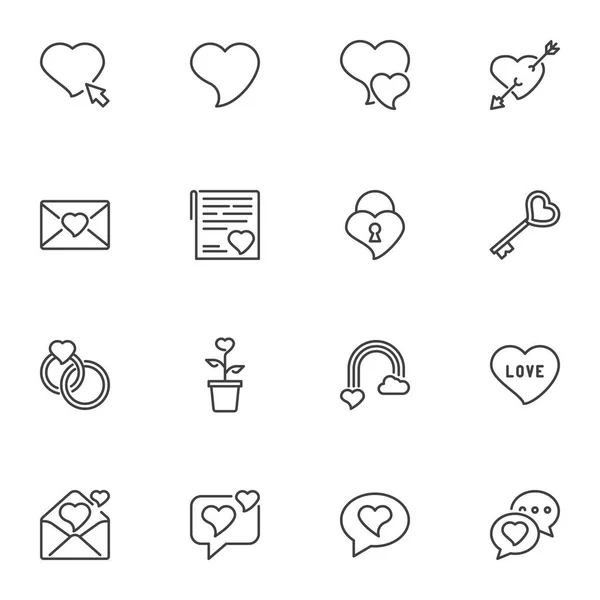 Love, heart line icons set — Stock Vector