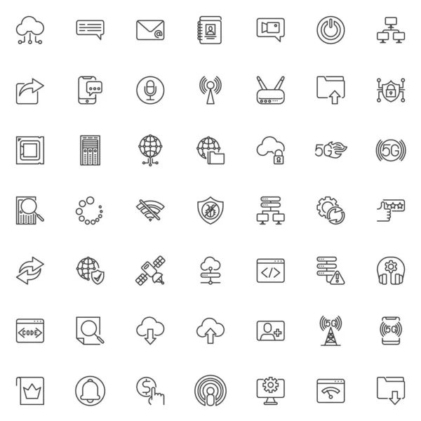 Conjunto de iconos de red y línea de comunicación — Vector de stock