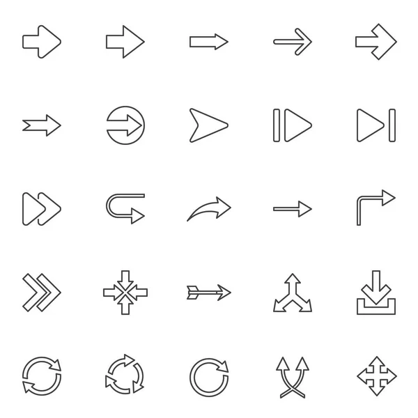 Flechas básicas línea iconos conjunto — Archivo Imágenes Vectoriales