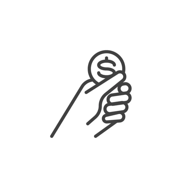 Рука Иконкой Монеты Знак Стиля Мобильной Концепции Веб Дизайна Ручная — стоковый вектор