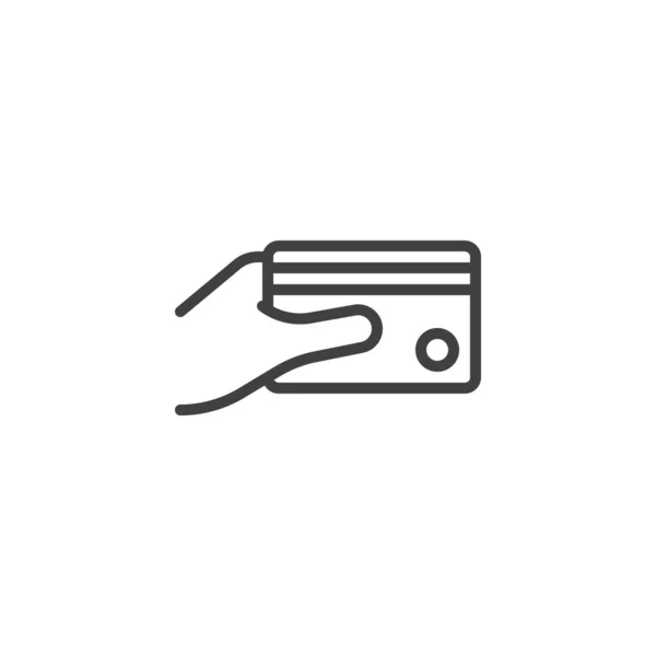 クレジットカード決済ラインのアイコン モバイルコンセプトとウェブデザインのためのリニアスタイルのサイン クレジットカードのアウトラインベクトルアイコンで手 シンボル ロゴイラスト ベクトルグラフィックス — ストックベクタ