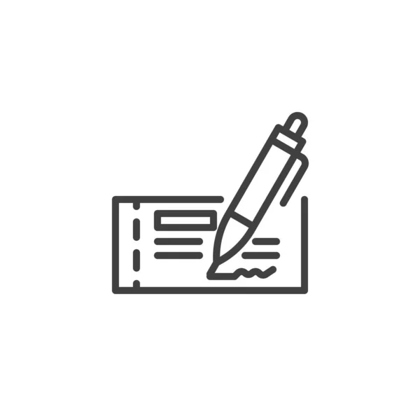Ikona Książeczki Czekowej Długopisu Liniowy Znak Stylu Dla Mobilnej Koncepcji — Wektor stockowy