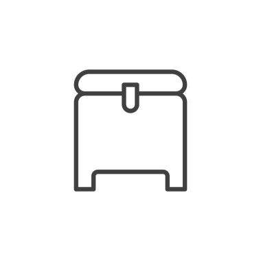 Teslimat kutusu simgesi. Mobil konsept ve web tasarımı için doğrusal biçim işareti. Kurye kutusu ana hatlı vektör simgesi. Sembol, logo çizimi. Vektör grafikleri