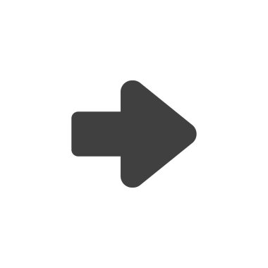 Sağ ok vektör simgesi. Mobil konsept ve web tasarımı için düz tabela. Ok simgesi doğru yönde. Sembol, logo çizimi. Vektör grafikleri