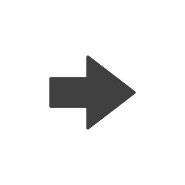 Doğru yönde ok vektör simgesi. Mobil konsept ve web tasarımı için düz tabela. Sağ ok simgesi simgesi. Sembol, logo çizimi. Vektör grafikleri