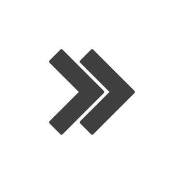 Hız düğmesi vektör simgesini çal. Mobil konsept ve web tasarımı için düz tabela. Çift ok sağ sembol. Sembol, logo çizimi. Vektör grafikleri