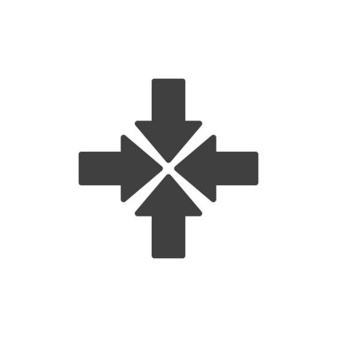 Dört ok vektör simgesi. Mobil konsept ve web tasarımı için düz tabela. Oklar simgesini küçült. Sembol, logo çizimi. Vektör grafikleri