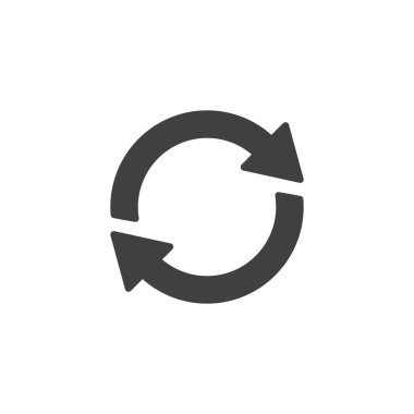 Ok vektör simgesini eşzamanla. Mobil konsept ve web tasarımı için düz tabela. Okları sembol simgesini tazele. Sembol, logo çizimi. Vektör grafikleri