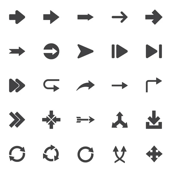Základní Sada Vektorových Ikon Šipkami Moderní Kolekce Solidních Symbolů Balení — Stockový vektor